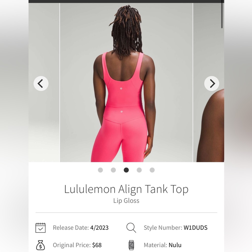 Lululemon Align Tank in Lip Gloss size 6 - Picture 3 of 9